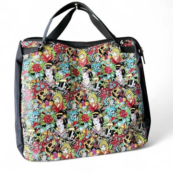 Ed Hardy by Christian Audigier Geisha Skull Tote 🖤🎴🔥 - Picture 1 of 5